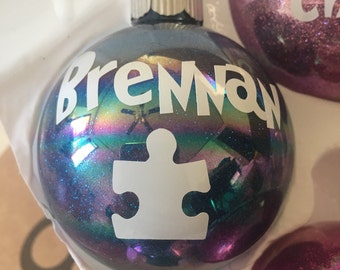 Autism Awareness Ornament - Puzzle Piece Ornament - Personalized Ornament - Christmas Ornament - Puzzle Piece Bauble