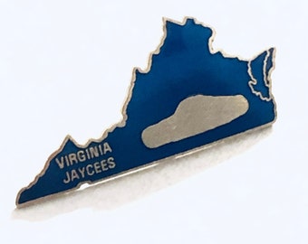 Vintage VIRGINIA State Lapel Pin, Enamel Pin, Pinback, Hat Pin, Richmond, Norfolk, Fairfax, 70s, 80s
