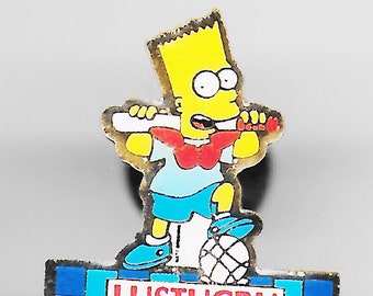 Vintage BART SIMPSON Lustucru Pin, Enamel Pin, Pinback, Hat Pin, The Simpsons, Homer, Lisa, Marge, Maggie, French