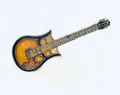 Vintage DANELECTRO Longhorn Electric Guitar Lapel Pin, Enamel Pin, Pinback, Hat Pin, Garage Punk, Rock n Roll, Surf, Music