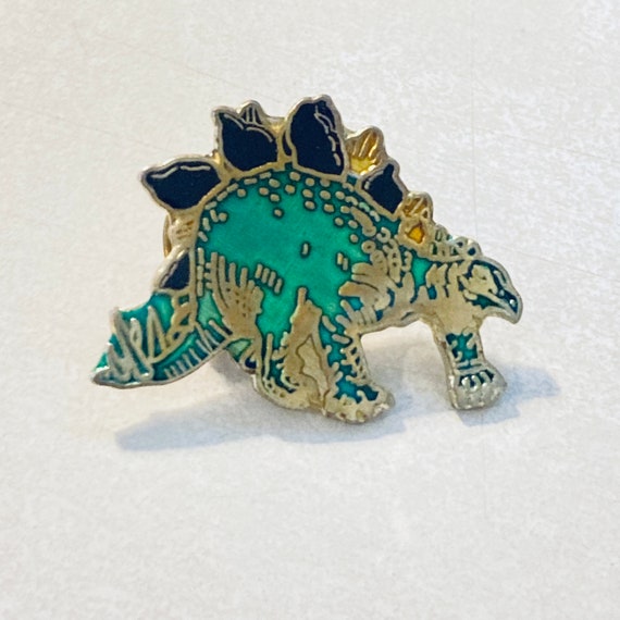 Vintage Stegosaurus Dinosaur Enamel Pin, Lapel, H… - image 1