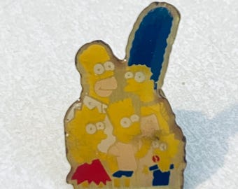 Vintage THE SIMPSONS Family Lapel Pin, Enamel Pinback, Hat, Homer, Bart, Lisa, Maggie