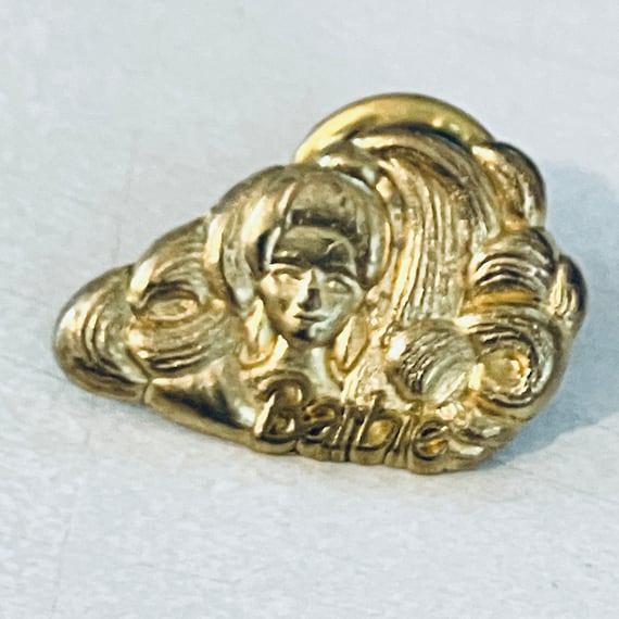 Vintage BARBIE Doll Gold Lapel Pin, Enamel Pin, P… - image 1