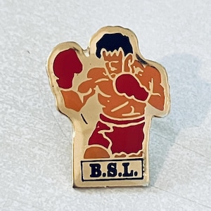 Vintage BSL BOXER Lapel Pin, Enamel Pin, Pin back, Hat Pin, 80s, Boxer, Rocky Balboa, Mike Tyson, Muhammad Ali