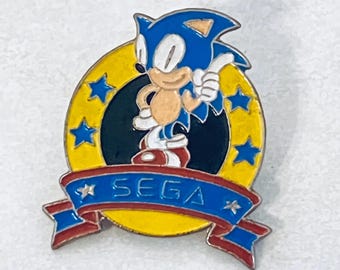Vintage SONIC The Hedgehog Logo Pin, Emaille Pin, Pinback, Hutnadel, Abzeichen, 90er Jahre, Nintendo, Genesis, Thoral Kombat, Street Fighter, 1992