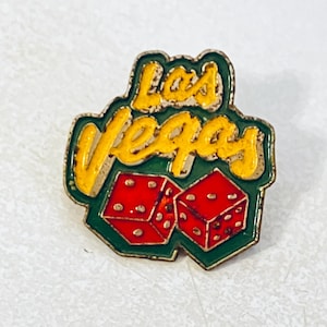 Vintage LAS VEGAS Lapel Pin, Enamel Pin, Pin back, Hat Pin, 70s, Gambling, Dice, Craps, Playboy
