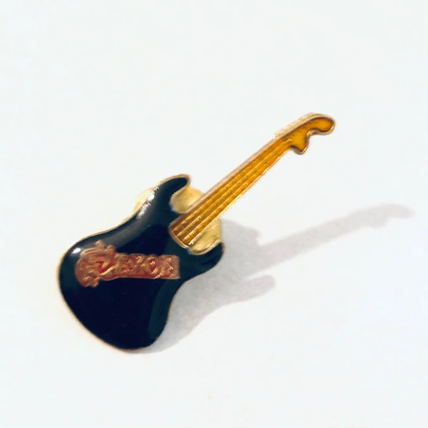 Vintage SAXON Guitar Lapel Pin, Enamel Pin, Pinback, Hat Pin, Heavy Metal, Punk, rock n roll, Led Zeppelin, 70s, NWOBHM