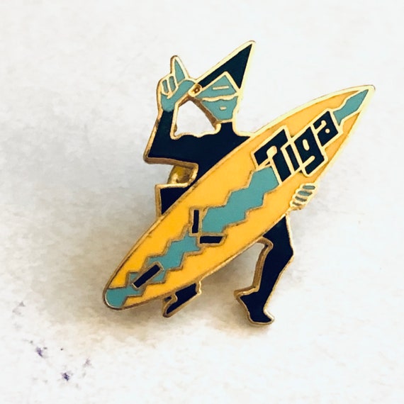 Vintage TIGA Surfer Dude Lapel Pin, Enamel Pin, Pi