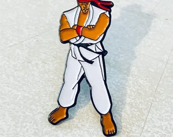 Vintage RYU Street Fighter Anstecknadel, Emaille Pin, Pinback, Hutnadel, 90er Jahre, Nintendo, Sega, Super Mario, mortal kombat, RAR