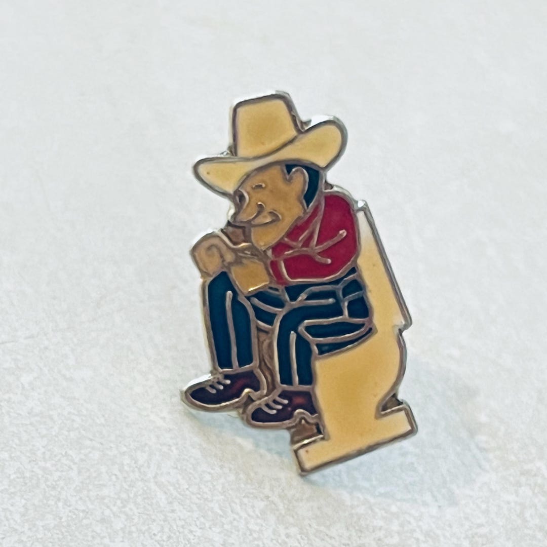 Vintage COWBOY Toilet Novelty Lapel Pin, Lone Star, Enamel Pinback ...
