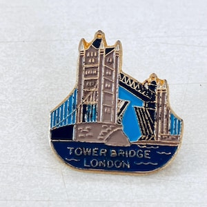 Vintage LONDON TOWER BRIDGE, Big Ben, Tube,  Enamel Pin, Lapel, Hat, Pin back, Uk, Dr Who, England, Great Britain