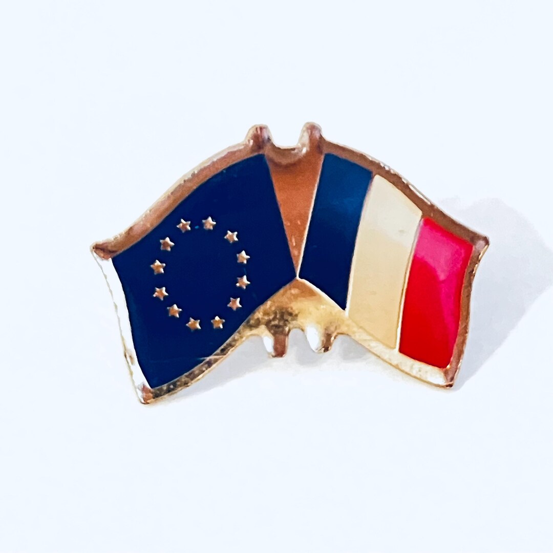 Vintage French & European Union Flag Lapel Pin, Enamel Pin, Pinback ...