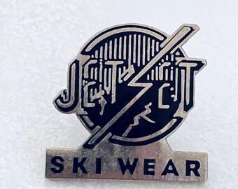 Vintage JET SET Ski Wear Logo Lapel Pin, Enamel Pin, Pin back, Salomon, Vale, K2, Snowboard, Tignes Ski Resort, France