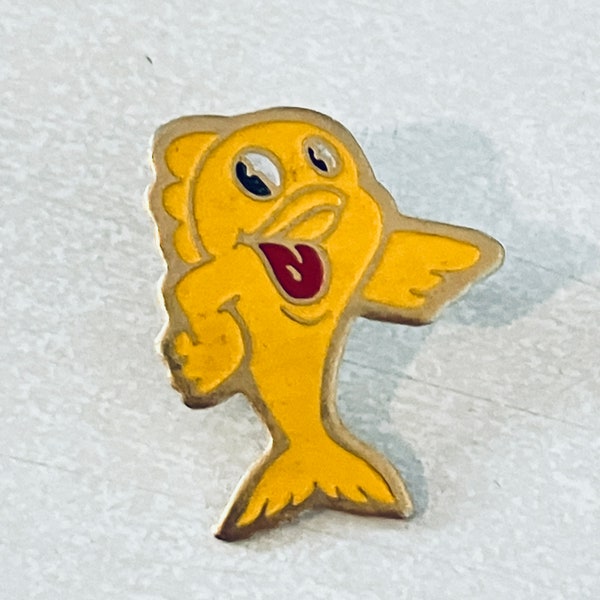 Vintage Cute Cartoon Fish Fishing Lapel Pin, Enamel Pin, Pin back, Hat Pin, Trout, Salmon, Fisherman, Tuna