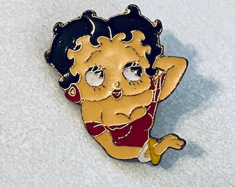 Vintage BETTY BOOP-reversspeld, emaille pinback, hoedenspeld, valentijnskaart, tekenfilm, jaren 80