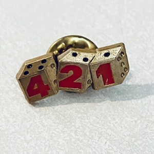 Vintage 421 DICE Game Lapel Pin, Enamel Pin, Pin back, Hat Pin, 70s, Gambling, Vegas, Craps, Playboy