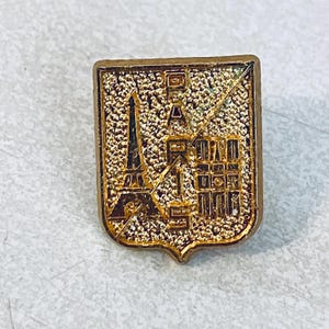 Vintage Französisch PARIS Eiffelturm Gold Anstecknadel, Emaille Pin, Pinback, Frankreich, Europäisch