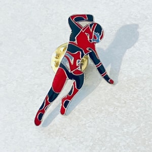 Vintage Cool Red Alien Cyborg Lapel Pin, Enamel Pin, Pinback, Hat Pin, 80s, Nintendo, Sega, Anime, Comics, Power Ranger, Ultraman