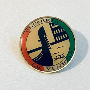 Vintage ITALY Pizzeria Le Venezia Revers Pin, Emaille Pin, Pinback, Hutnadel, Italienisch, Venedig