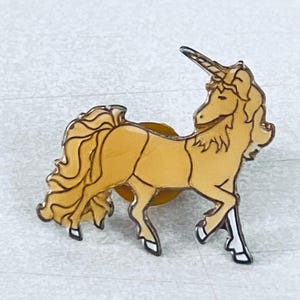 Vintage White Unicorn Enamel Pin, Lapel, Hat, Pinback, Kawaii, Fantasy, Pegasus, 70s, 80s