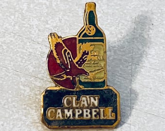 Vintage CLAN CAMPBELL Scotch Whisky Logotyp Kavajnål, Emaljnål, Nål, Bartender, Jack Daniels, Maker's Mark, Jim Beam, Sällsynt