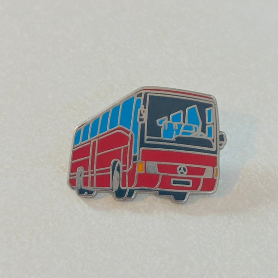 Vintage MERCEDES BENZ Charter Bus Lapel Pin, Enam… - image 1