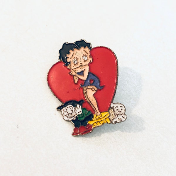 Vintage BETTY BOOP Lapel Pin, Enamel Pin, Pinback, Hat Pin, Valentine, Heart, Love, 80s