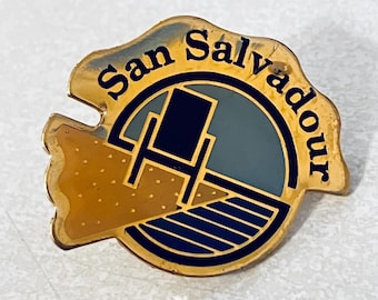 Vintage SAN SLAVADOUR Lapel Pin, Enamel, Pinback, Hat Pin, South America, El Salvador Beach