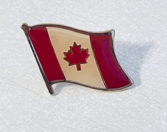 Vintage CANADA FLAG Lapel Pin, Enamel Pinback, Hat, Toronto, Montreal, Vancouver