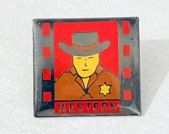 Vintage WESTERN Cowboy Movies Lapel Pin, Lone Star, Enamel Pin, Pinback, Hat Pin, Film, Cinema