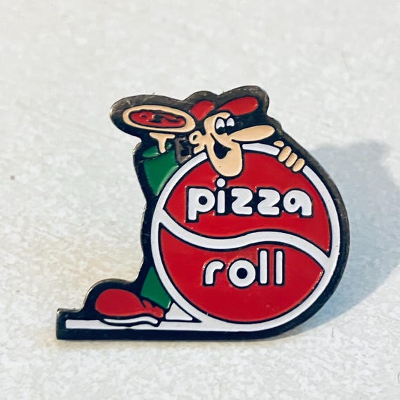 Vintage PIZZA ROLL Lapel Pin, Enamel Pin, Pinback, Hat Pin, Pepperoni, Junk Food, Best Pizza