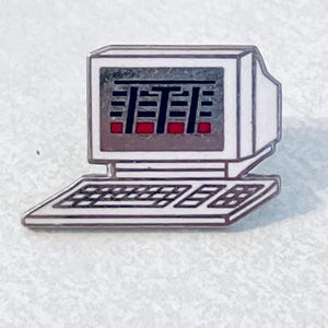 Vintage ITI Desktop Computer Lapel Pin, Enamel Pinback, 90s, Nintendo, iMac, Microsoft, Sega, Classic, pc 80s