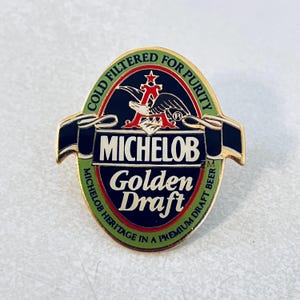 Vintage MICHELOB Goldenes Fassbier Logo Anstecknadel, Emaille Pinback, Barkeeper Pin, Hutnadel, 80er, 90er Jahre, Pbr, Budweiser
