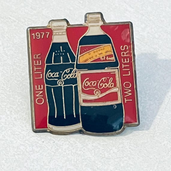 Vintage COCA COLA Two Liter Bottle Lapel Pin, Enamel Pinback, Coke, Pepsi, Soda, Pop, 70s, Diet, Cherry, Classic