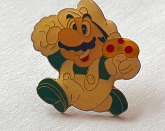 Vintage Leaping LUIGI Pin, Enamel Pin, Pinback, Hat Pin, 80s, Nintendo, Sega, Mario Kart, SNES, Donkey Kong, Super Mario Bros