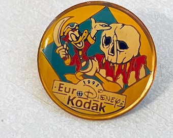 Vintage DONALD DUCK Pirate Euro Disney 1992 Lapel Pin, Enamel Pinback, Hat Pin, Magic Kingdom, Kodak