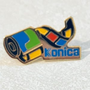 Vintage KONICA Color Print Film Lapel Pin, Enamel Pin, Pin back, Hat Pin, Kodak, Lumix, Pentax, Leica, Camera