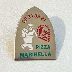 Vintage PIZZA CHEF Lapel Pin, Enamel Pin, Pinback, Hat Pin, 80s, Italian, Italy, Marinella, Cook, Pizzeria