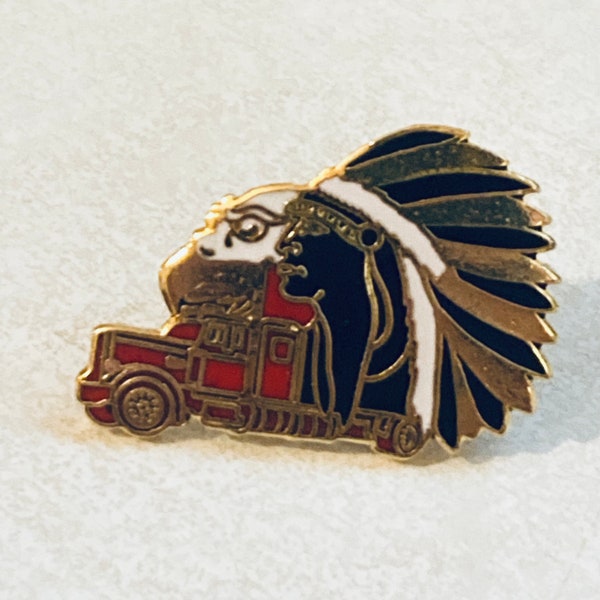 Vintage Native American Semi Truck Lapel Pin, Enamel Pin, Pinback, Hat Pin, Peterbilt, Freightliner, Caterpillar, DAF, Isuzu, Mack