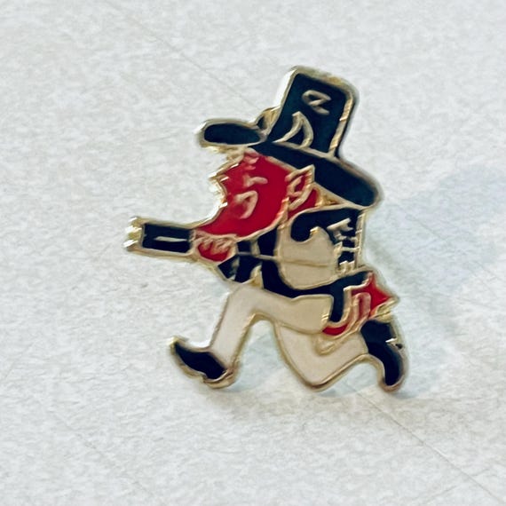 Vintage RUNNING RED DEVIL Lapel Pin, Enamel Pinback, 80s, 70s, Easy Rider, Little Devil, Rebel, Leprechaun, Cowboy, Shotgun