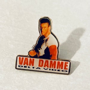 Vintage Jean Claude VAN DAMME Lapel Pin, Enamel Pin, Pinback, Hat Pin, 80s, Sci-Fi, Predator, Stallone, Schwarzenegger, Delta Video