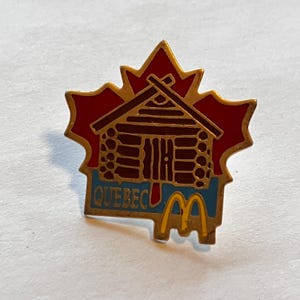 Vintage CANADA McDonald's Lapel Pin, Enamel Pin, Pinback, Coke, McNuggets, Big Mac, Ronald, Quebec, Montreal, Log Cabin