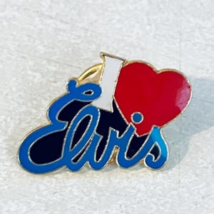 Vintage I LOVE ELVIS Presley Rock N Roll Pin, Enamel Pin, Lapel, Hat, Pinback, Music, The King, Graceland