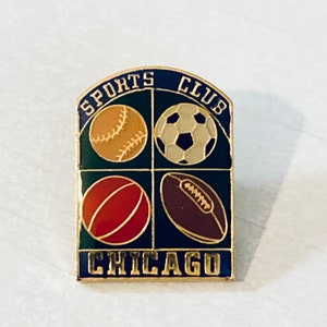 Vintage CHICAGO SPORTS CLUB Lapel Pin, Enamel, Pinback, Hat Pin, Football, Bulls, Cubs, Soccer, White Sox, Bears