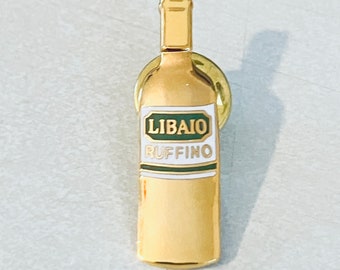 Vintage LIBAIO RUFFINO Wine Bottle Gold Lapel Pin, Pinback, Chardonnay Toscana, Winery