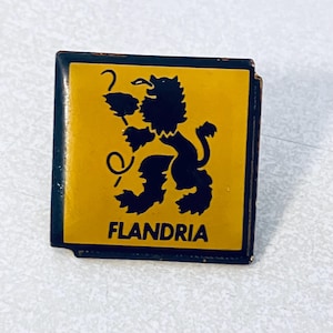 Vintage Belgian Flandria Emblem Flag Lapel Pin, Enamel Pin, Pinback, Belgium, Flanders, Flemish, Coat of Arms