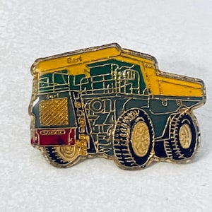 Vintage DUMP TRUCK Lapel Pin, Enamel Pin, Pinback, Hat Pin, Truck, Big Rig, 70s, John Deere, Caterpillar, Bulldozer