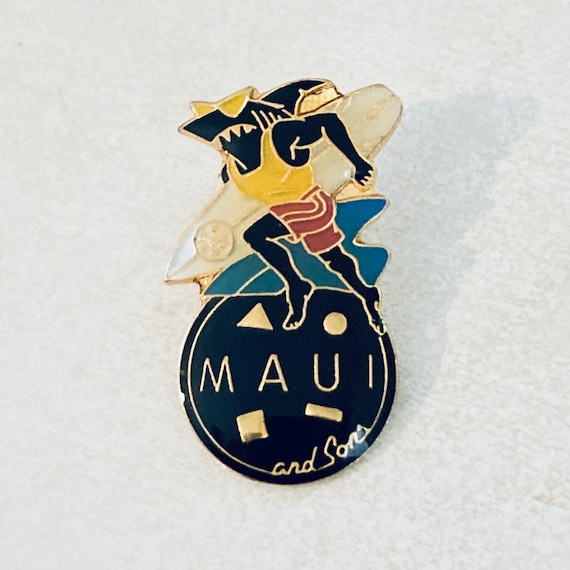 Vintage MAUI And SONS Shark Lapel Pin, Hat Pin, E… - image 1