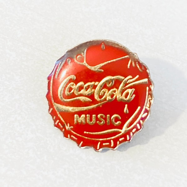 Épinglette de capsule de bouteille de musique vintage COCA COLA, épinglette en émail, épinglette, Coke, Pepsi, soda, pop, années 80