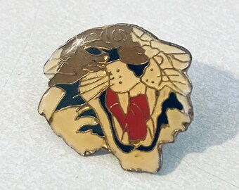 Pin de solapa vintage con cabeza de TIGRE SALVAJE, pin de esmalte, pinback, pin de sombrero, jungla, África, zoológico, rey, león, jaguar, guepardo, años 80